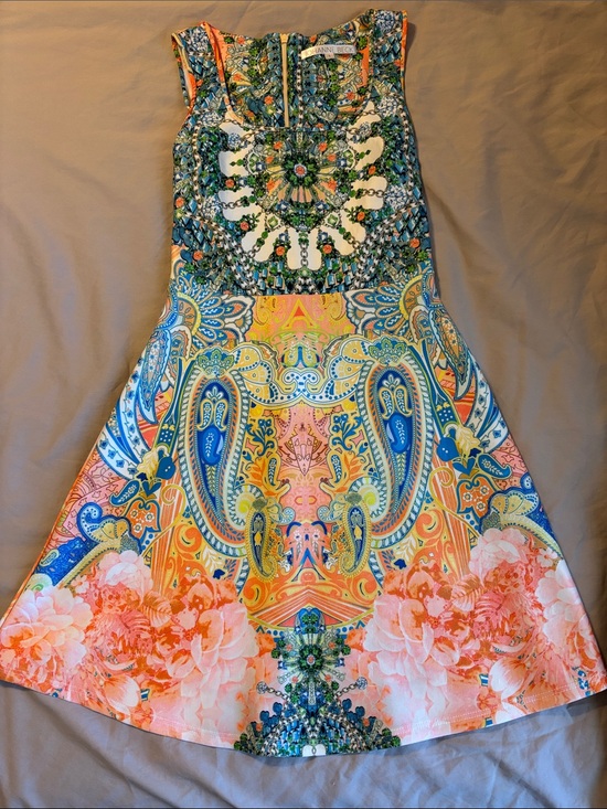 Johanne Beck Dresses & Skirts - Emilio Pucci Coral & Blue Printed Fit-and-Flare Midi Dress